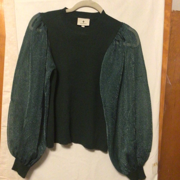 Betsy sheer balloon sleeve knit blouse by TUCKERNUCK SZ L - Picture 2 of 9